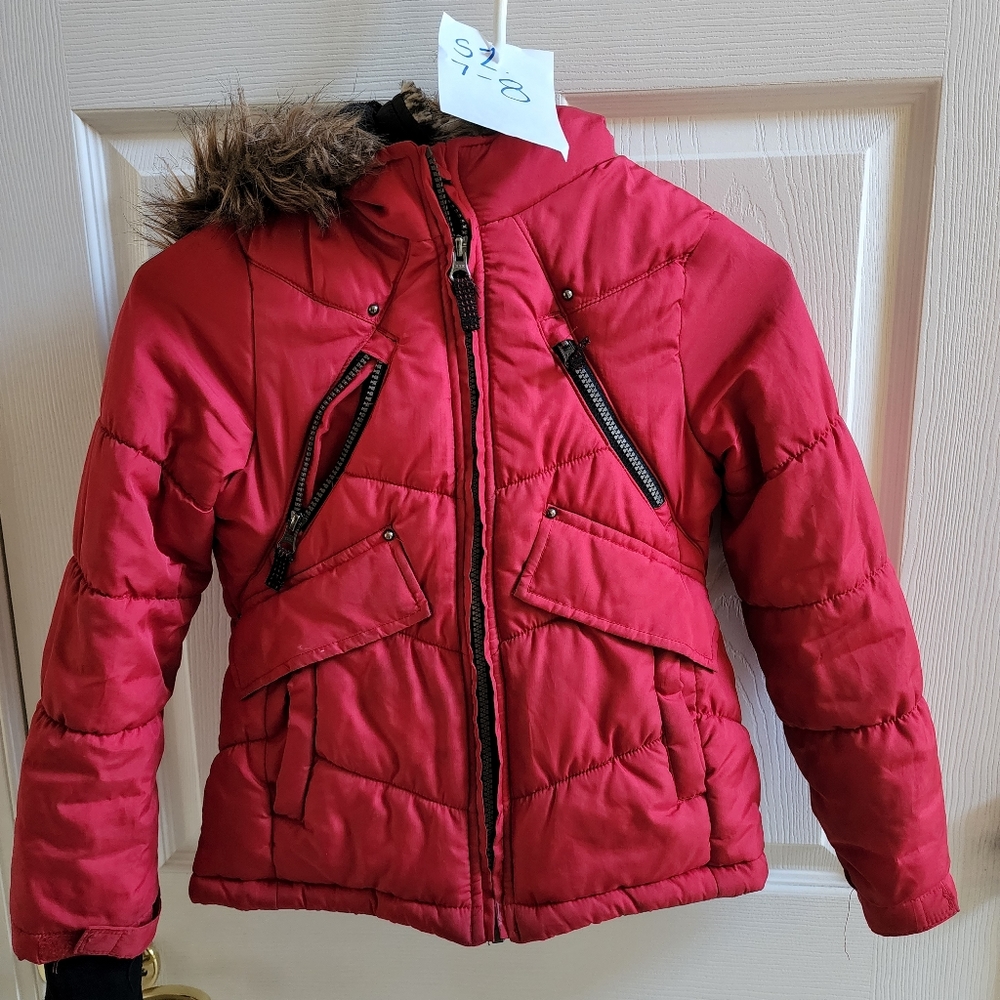 Girls size 7/8 red winter coat with hood